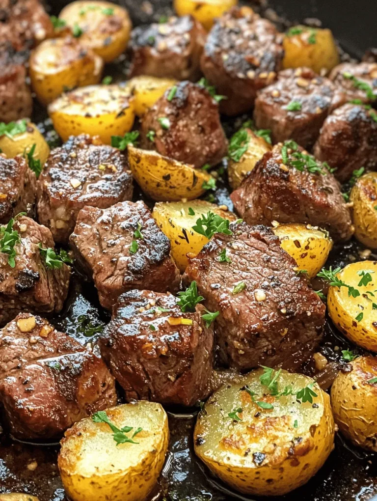 If you're searching for a dish that brings together rich, savory flavors with a satisfying crunch, look no further than Sizzling Garlic Butter Steak Bites with Crispy Potatoes. This mouthwatering recipe is a delightful combination of tender steak pieces and perfectly roasted baby potatoes, all bathed in a luscious garlic butter sauce that elevates the entire dish. Whether it’s a cozy family dinner, a weekend gathering, or a special celebration, this recipe is versatile enough to impress guests or simply treat yourself to a memorable meal.