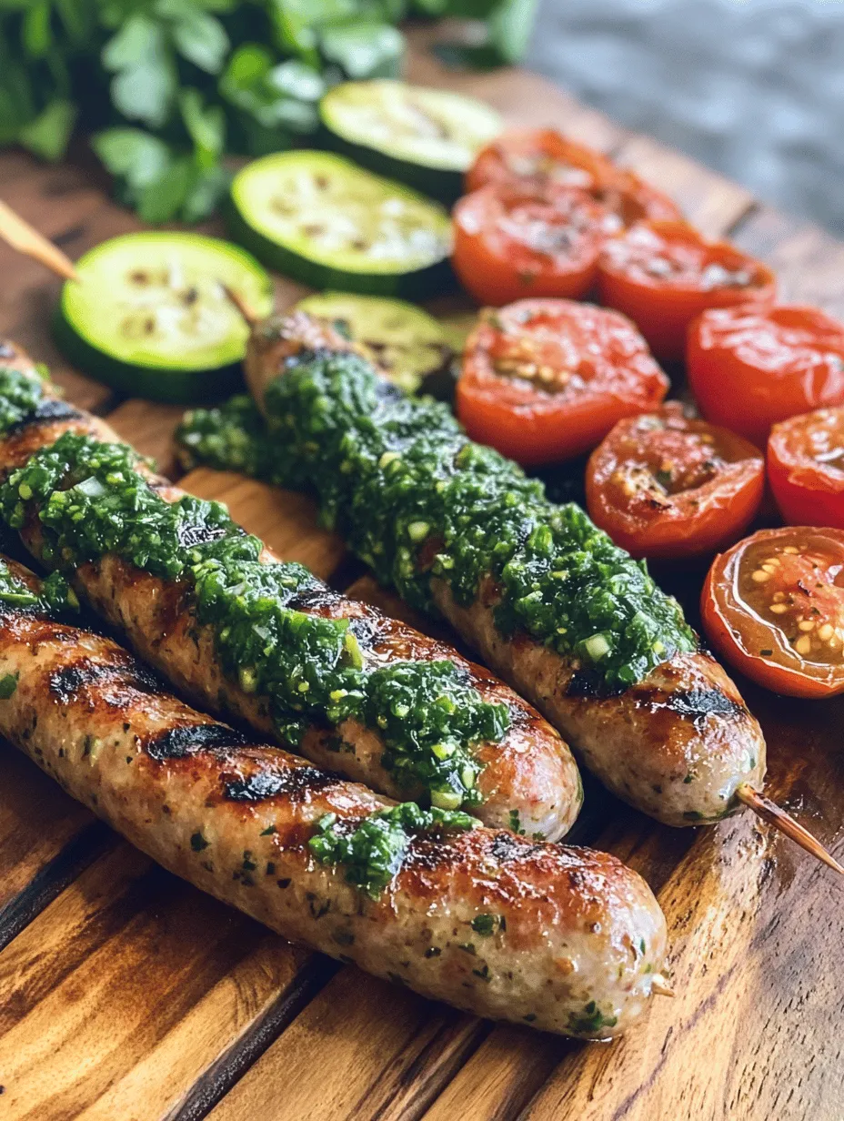 If you’re on the lookout for a flavorful, healthy, and visually appealing dish to elevate your grilling game, look no further than Zesty Chicken Sausage Skewers with Chimichurri. This delightful recipe beautifully marries the ease of skewers with the vibrant flavors of fresh ingredients, making it a perfect choice for summer barbecues, family dinners, or even meal prep. The zesty flavor profile not only tantalizes the taste buds but also offers a nutritious twist that will keep you coming back for more.