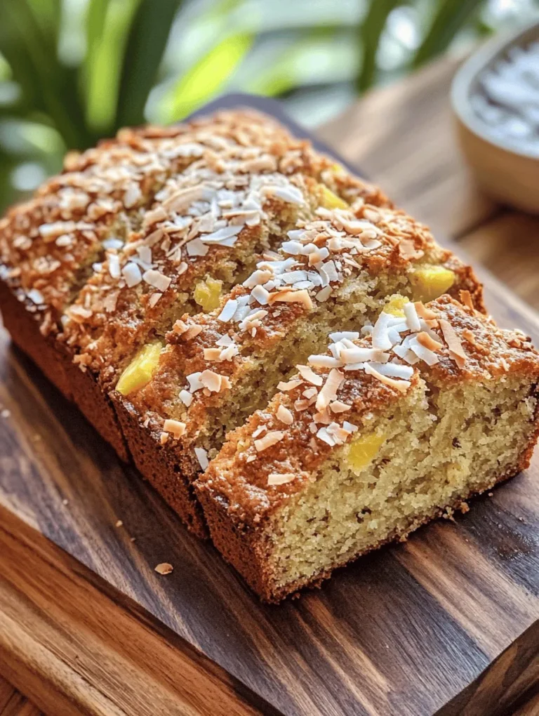 Step into the world of tropical flavors with this delightful recipe for Hawaiian Banana Bread, a deliciously moist loaf that features the sweet and tangy combination of ripe bananas, crushed pineapple, and shredded coconut. This mouthwatering treat is not just a simple banana bread; it’s a tropical escape that transports your taste buds to a sunny paradise with every bite. Whether you’re enjoying it for breakfast, serving it at brunch, or nibbling on it as a satisfying snack, this Hawaiian Banana Bread is sure to please your palate and fill your kitchen with irresistible aromas.