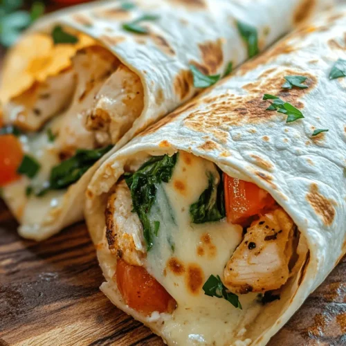Wraps are a beloved meal choice for many, offering a delightful blend of flavors, textures, and convenience. Their versatility makes them a staple in the culinary world, easily adaptable to suit various tastes and dietary needs. Among the myriad of wrap options, Cheesy Garlic Chicken Wraps stand out with their rich, savory flavors and satisfying ingredients. This recipe combines tender chicken, gooey cheese, and aromatic garlic, all neatly tucked into a soft tortilla for a meal that is both comforting and delicious.