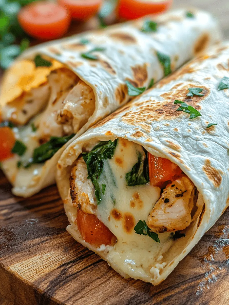 Wraps are a beloved meal choice for many, offering a delightful blend of flavors, textures, and convenience. Their versatility makes them a staple in the culinary world, easily adaptable to suit various tastes and dietary needs. Among the myriad of wrap options, Cheesy Garlic Chicken Wraps stand out with their rich, savory flavors and satisfying ingredients. This recipe combines tender chicken, gooey cheese, and aromatic garlic, all neatly tucked into a soft tortilla for a meal that is both comforting and delicious.