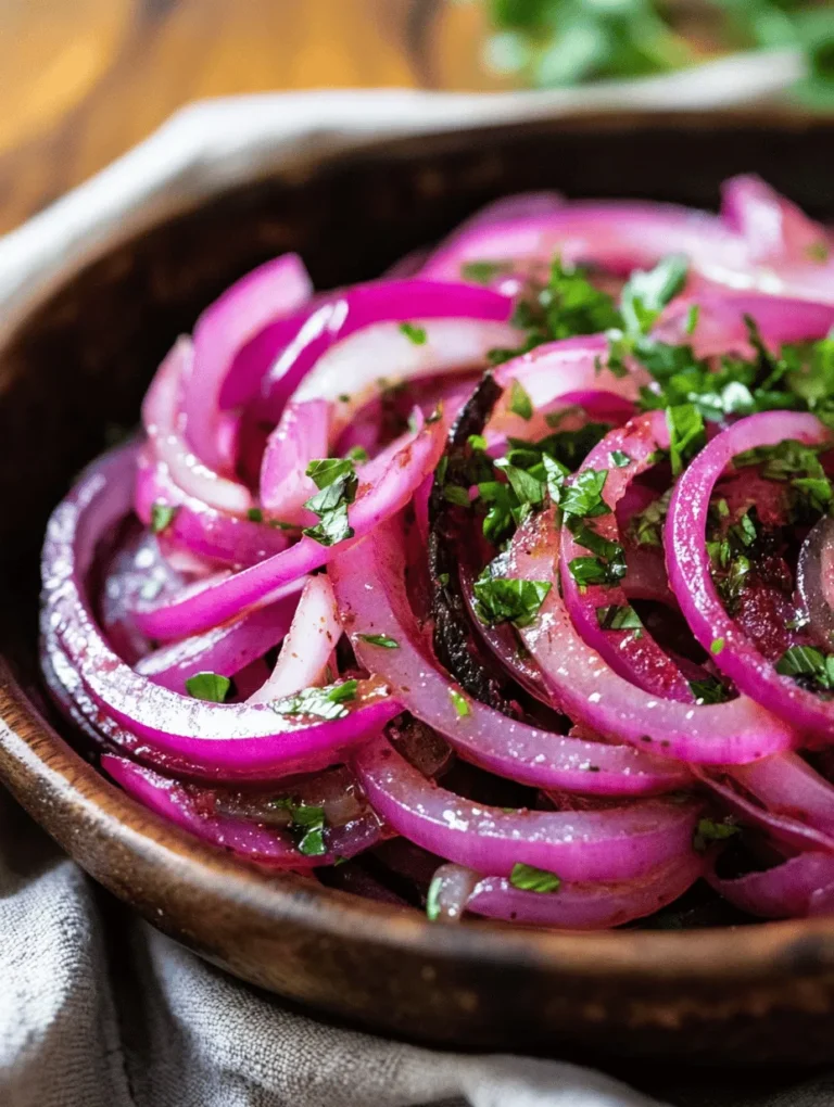 Red onions are at the heart of this recipe, delivering not just flavor but also a vibrant burst of color. Their mild yet slightly sweet taste makes them an ideal choice for raw preparations; they maintain a crunch while adding a lovely depth to cooked dishes. Nutritionally, red onions are packed with antioxidants, particularly quercetin, which is known for its anti-inflammatory properties. They also contain beneficial compounds that can support heart health and improve digestive function.