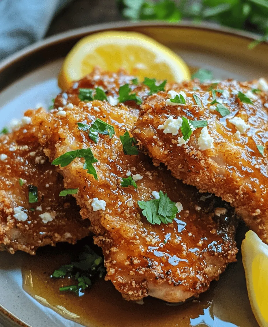 If you're looking for a dish that tantalizes your taste buds with a unique blend of flavors, then <strong>Crispy Hot Honey Feta Chicken</strong> is the perfect recipe for you. This dish masterfully combines the sweet, sticky allure of honey with the creamy, tangy richness of feta cheese, all accentuated by a kick of spice. The contrast between the crispy chicken skin and the velvety glaze makes each bite a delightful experience. This recipe shines not only due to its impressive taste but also because of its versatility; it’s an excellent choice for an easy weeknight dinner or a centerpiece for a special occasion.” /></p>
</p>
<p>Crispy Hot Honey Feta Chicken is not just another fried chicken dish; it represents a harmonious blend of flavors and textures that delights the palate. The dredging process is crucial for achieving that perfect crunch. Here’s how to master the frying technique, serve it beautifully, and enjoy every bite of this savory delicacy.</p>
</p>
<h3>Dredging Process and Its Contribution to Texture</h3>
</p>
<p>The dredging process involves coating chicken pieces in a mixture of flour, spices, and a secret ingredient or two, which contributes significantly to the final texture. The first step is to prepare a well-seasoned flour mixture. Common spices to include are paprika, garlic powder, onion powder, salt, and pepper. Each ingredient adds depth to the flavor profile, enhancing the overall taste of the chicken.</p>
</p>
<p>After marinating the chicken in a mixture of hot honey and feta, the next step is to coat each piece thoroughly in the flour mixture. The flour creates a barrier that locks in moisture while forming a crunchy crust when fried. For an extra crunch, consider a double dredging method: dip the chicken back in the marinade after the first coat of flour, then return it to the flour mixture for a second time. This technique not only bolsters the texture but also gives the chicken an irresistible crunch that pairs beautifully with the hot honey glaze.</p>
</p>
<h3>Cooking Techniques for Perfectly Fried Chicken</h3>
</p>
<h4>Heating the Oil</h4>
</p>
<p>Oil temperature is pivotal when frying chicken. Too low, and the chicken will absorb excess oil and become greasy; too high, and the coating may burn before the chicken cooks through. The ideal frying temperature for chicken is between 350°F to 375°F (175°C to 190°C).</p>
</p>
<p>If you don’t have a thermometer, a simple test involves dropping a small piece of bread or a pinch of flour into the oil. If it sizzles vigorously, your oil is ready. Alternatively, you can carefully drop in a tiny piece of chicken; if it bubbles up immediately, you’re set to fry.</p>
</p>
<h4>Frying the Chicken</h4>
</p>
<p>Frying should be done in batches to avoid overcrowding the pan, which can result in uneven cooking and soggy chicken. Depending on your pan size, aim for 3-4 pieces per batch. Once the oil is hot enough, gently lower each piece of chicken into the oil, being careful to avoid splashes.</p>
</p>
<p>Fry each side for about 5-7 minutes until they achieve a golden brown color. Use a pair of tongs to turn the chicken halfway through the cooking process. This not only ensures even cooking but also helps achieve that coveted crunch. To check if the chicken is fully cooked, insert a meat thermometer into the thickest part of the chicken; it should read at least 165°F (74°C).</p>
</p>
<h4>Draining and Glazing</h4>
</p>
<p>Once the chicken is perfectly fried, remove it from the oil and place it on a wire rack or a plate lined with paper towels. This step is vital for draining excess oil, which helps maintain the crispiness of the chicken. If you place the chicken directly on paper towels, it can steam and lose its crunch.</p>
</p>
<p>When glazing with the hot honey mixture, do so sparingly. Use a brush to apply the glaze gently, allowing the chicken to retain its crispiness. You can also drizzle the glaze over the chicken for a more rustic look while ensuring the glaze covers the surface evenly without soaking through.</p>
</p>
<h3>Serving Suggestions and Pairings</h3>
</p>
<p>Presenting your Crispy Hot Honey Feta Chicken beautifully can elevate the dining experience. Start by arranging the chicken pieces on a large platter. Drizzle a bit more hot honey over the top for a glossy finish and sprinkle some crumbled feta cheese and fresh herbs, such as parsley or cilantro, for color and flavor contrast.</p>
</p>
<h4>Suggested Sides</h4>
</p>
<p>This dish pairs wonderfully with a variety of sides. Here are some delicious options:</p>
</p>
<p>– <strong>Fresh Salads</strong>: A crisp green salad with a light vinaigrette pairs well, balancing the richness of the chicken.</p>
<p>– <strong>Rice Dishes</strong>: Consider serving it with garlic rice or a saffron-infused pilaf for a hearty meal.</p>
<p>– <strong>Roasted Vegetables</strong>: Seasonal roasted vegetables, like Brussels sprouts and carrots, add a nutritious touch.</p>
</p>
<h4>Beverage Pairings</h4>
</p>
<p>To enhance your meal, consider the following beverage pairings:</p>
</p>
<p>– <strong>White Wine</strong>: A chilled Sauvignon Blanc or a light Pinot Grigio can complement the flavors beautifully.</p>
<p>– <strong>Craft Beer</strong>: A light lager or a pale ale would work well, balancing the heat of the honey.</p>
<p>– <strong>Sparkling Water</strong>: For a non-alcoholic option, sparkling water with a wedge of lime offers a refreshing contrast.</p>
</p>
<h3>Nutritional Information</h3>
</p>
<p>Understanding the nutritional content of your meal can help you make informed choices. Here’s a general breakdown of the nutritional content per serving of Crispy Hot Honey Feta Chicken:</p>
</p>
<p>– <strong>Calories</strong>: Approximately 450-500 calories per serving</p>
<p>– <strong>Protein</strong>: 30-35 grams</p>
<p>– <strong>Fats</strong>: 25-30 grams (largely from frying and feta cheese)</p>
<p>– <strong>Carbohydrates</strong>: 30-35 grams (mostly from the flour coating)</p>
</p>
<p>While this dish is indulgent, it also contains protein from the chicken and healthy fats from the olive oil and feta cheese. To make it a bit lighter, consider using an air fryer for a healthier cooking method or reducing the amount of hot honey used for glazing.</p>
</p>
<h3>Conclusion</h3>
</p>
<p>Crispy Hot Honey Feta Chicken is a delightful dish that combines the crunch of fried chicken with the sweet and spicy notes of hot honey and the creamy tang of feta cheese. Its versatility makes it suitable for various occasions, whether it’s a casual family dinner or a festive gathering with friends.</p>
</p>
<p>As you explore this recipe, don’t hesitate to experiment with different spice blends or garnishes to suit your palate. The balance of flavors and textures will undoubtedly make it a favorite in your household. So roll up your sleeves and prepare to enjoy a meal that is not only delicious but also a conversation starter at your dining table.</p>
<div id=