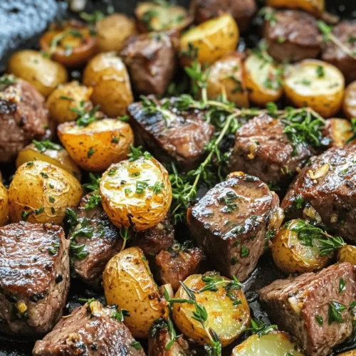 If you're searching for a dish that perfectly balances rich flavors and satisfying textures, look no further than Garlic Butter Steak Bites and Potatoes. This mouthwatering recipe has gained popularity for its ability to showcase tender, juicy steak bites paired with perfectly roasted potatoes, all enveloped in a savory garlic butter sauce. The appeal of this dish lies not only in its deliciousness but also in its versatility; it serves as an ideal option for weeknight dinners when time is of the essence or for special occasions that call for a touch of elegance.