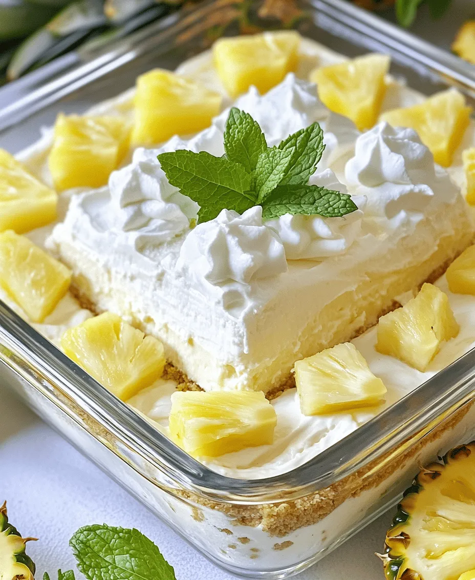 If you're looking for a refreshing dessert to beat the heat, the No Bake Pineapple Cream Delight is your answer. This delightful treat combines the tropical sweetness of pineapple with a creamy, luscious texture that melts in your mouth. Perfect for warm weather gatherings, potlucks, or simply a sweet indulgence after dinner, this dessert requires no oven time, making it ideal for those hot summer days when you want to keep your kitchen cool.