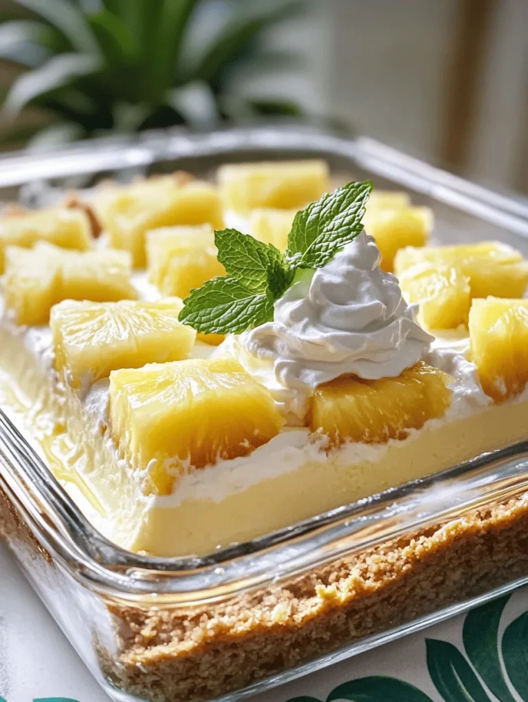 If you're looking for a refreshing dessert to beat the heat, the No Bake Pineapple Cream Delight is your answer. This delightful treat combines the tropical sweetness of pineapple with a creamy, luscious texture that melts in your mouth. Perfect for warm weather gatherings, potlucks, or simply a sweet indulgence after dinner, this dessert requires no oven time, making it ideal for those hot summer days when you want to keep your kitchen cool.