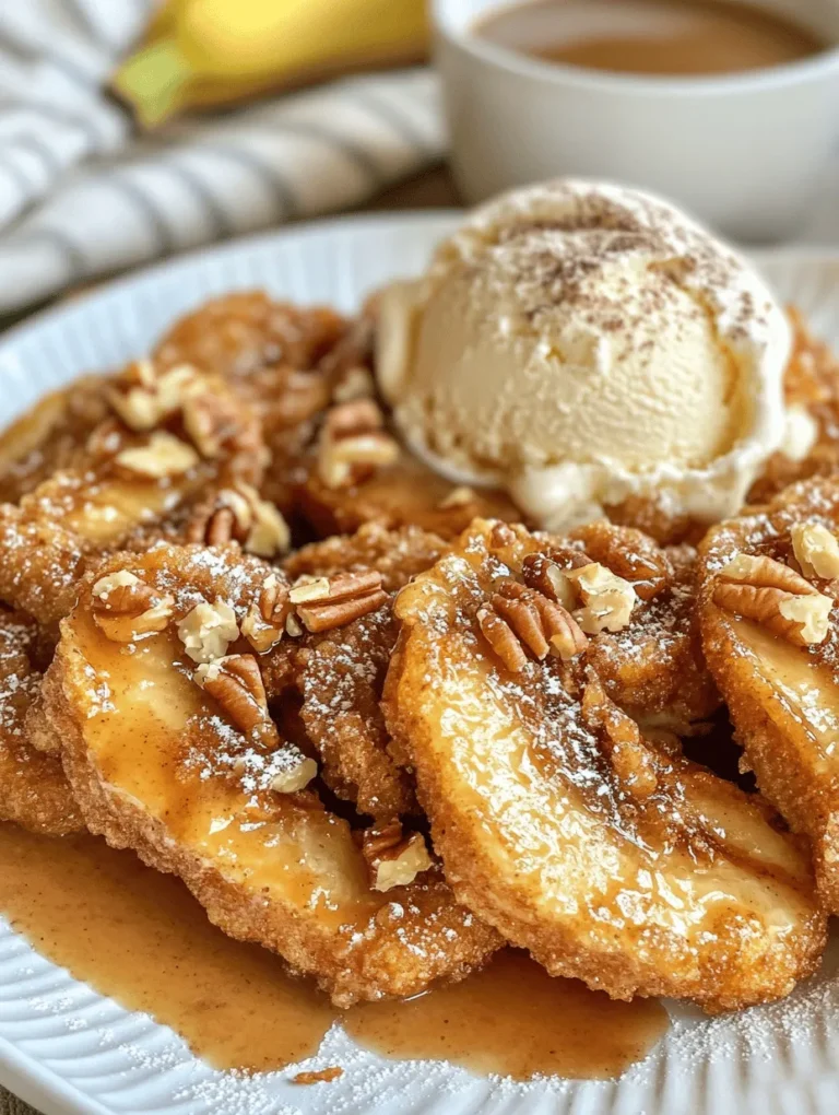 Delight in the warm and comforting flavors of Crispy Fried Bananas with Cinnamon Butter Bliss, a delectable dessert that transforms the humble banana into a gourmet treat. This recipe beautifully showcases the natural sweetness of ripe bananas, which are enhanced by a rich, spiced butter sauce that will leave you craving more. Whether you're looking for a quick sweet fix or an elegant dessert to impress guests, this dish fits the bill perfectly.