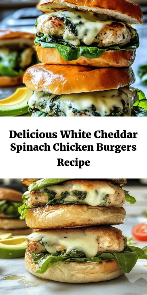 Indulge in these delicious White Cheddar and Spinach Chicken Burgers for a flavorful twist on your classic burger night! Juicy ground chicken is mixed with fresh spinach, creamy white cheddar, and savory spices, all packed into perfectly shaped patties. Cooked to golden perfection and served on toasted buns with fresh toppings, these burgers are a crowd-pleaser. Enjoy them with sweet potato fries or a salad for a complete meal!