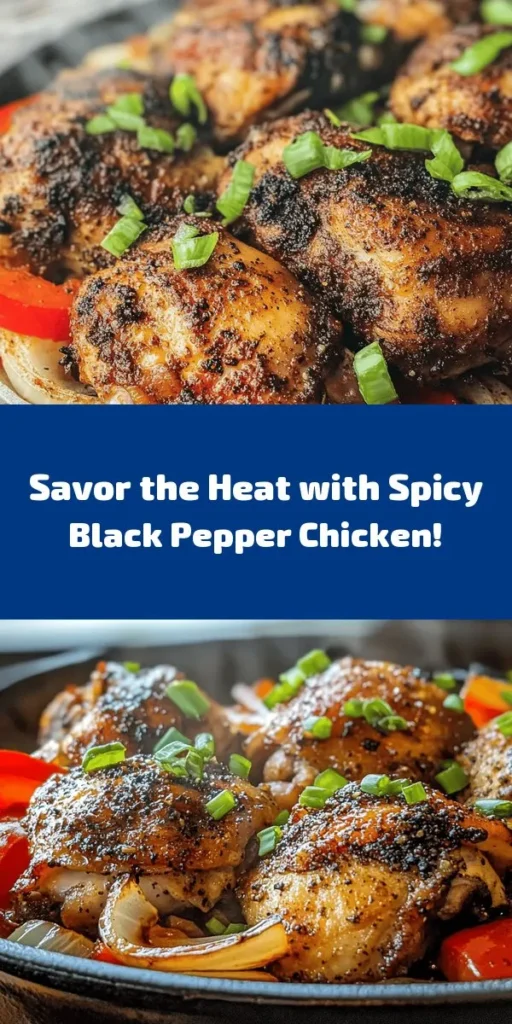 Get ready to spice things up with this Spicy Black Pepper Chicken Delight! This mouthwatering stir-fry features tender chicken thighs marinated in a savory blend of soy and oyster sauce, paired with colorful veggies like onions and bell peppers. With a kick of freshly ground black pepper and aromatic ginger and garlic, this dish is bursting with flavor. Perfect for a quick weeknight meal, serve it hot with steamed rice or noodles for a delicious dinner that everyone will love!