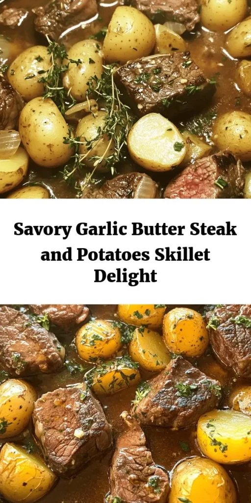 Whip up a delicious Garlic Butter Steak and Potatoes Skillet for dinner tonight! This easy recipe features tender sirloin steak and baby potatoes cooked to perfection in a rich garlic butter sauce. With fresh herbs like rosemary and thyme, every bite is bursting with flavor. Perfect for a weeknight meal, this dish comes together in just 35 minutes and serves four. Don’t forget to garnish with fresh parsley for that extra touch!
