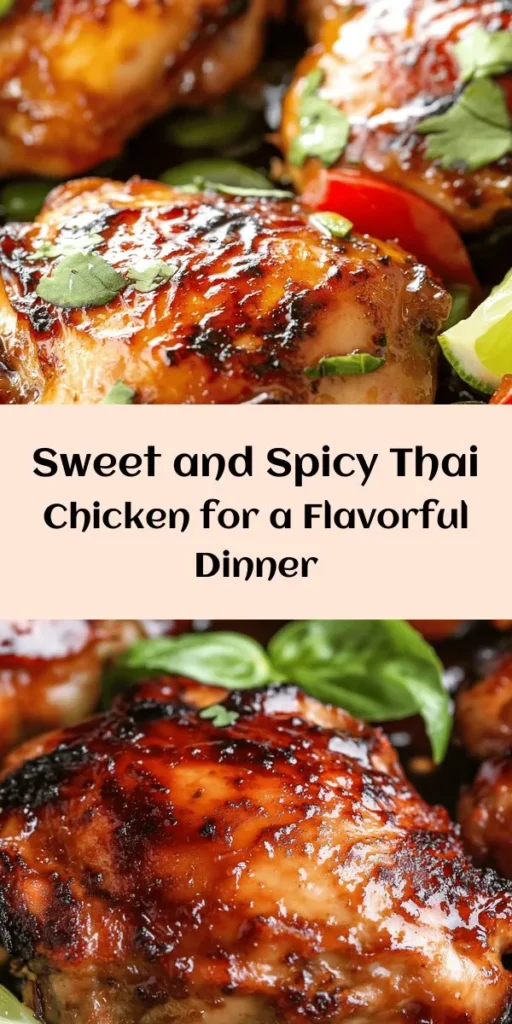Discover the perfect blend of flavors with this Sweet and Spicy Thai Chicken recipe! Juicy chicken thighs marinated in a zesty sauce of soy, honey, and sriracha deliver a delightful kick. Toss in vibrant bell peppers and fresh basil for added crunch and aroma. Ready in just 45 minutes, this dish pairs beautifully with jasmine rice. Ideal for a weeknight dinner or impressing guests, this recipe is sure to become a household favorite!