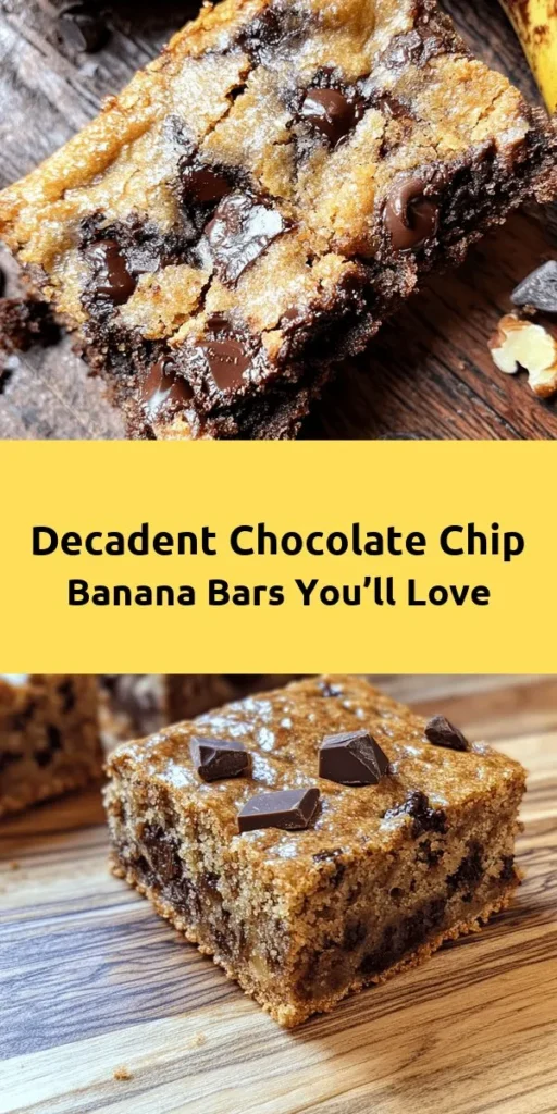 Craving a delicious treat? These Chocolate Chip Banana Bars are the perfect solution! Made with ripe bananas, rich chocolate chips, and a hint of nuts, these bars are moist, sweet, and oh-so-satisfying. Easy to whip up in just 45 minutes, they make for a great snack or dessert. Simply mash, mix, and bake for a delightful homemade treat that everyone will love. Get ready to indulge in this banana goodness!