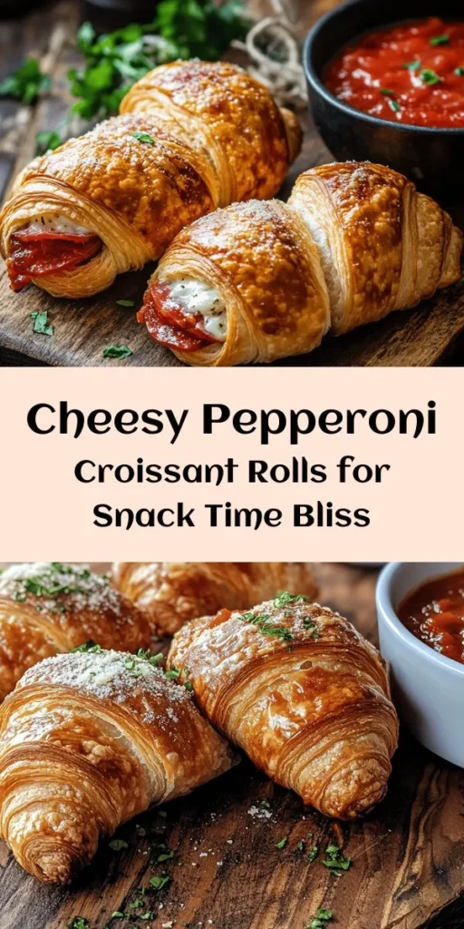 Indulge in these delicious Mozzarella Pepperoni Croissant Rolls, a perfect blend of cheesy goodness and savory flavor! Made with just a few simple ingredients like crescent roll dough, mozzarella, and pepperoni, these rolls are easy to make and great for snack time or a party appetizer. Bake them until golden brown for a crispy finish, and don't forget the marinara sauce for dipping! Ready in just 30 minutes, these are sure to impress!