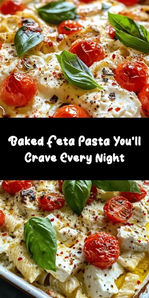 Indulge in the creamy goodness of Baked Feta Pasta Delight! This easy recipe features pasta tossed with olive oil, roasted cherry tomatoes, and a whole block of feta that melts to create a rich sauce. With simple ingredients like garlic, oregano, and a hint of spice, this dish is bursting with flavor. Perfect for a weeknight dinner, serve it warm with fresh basil and Parmesan for extra decadence. Quick to prepare and utterly delicious!