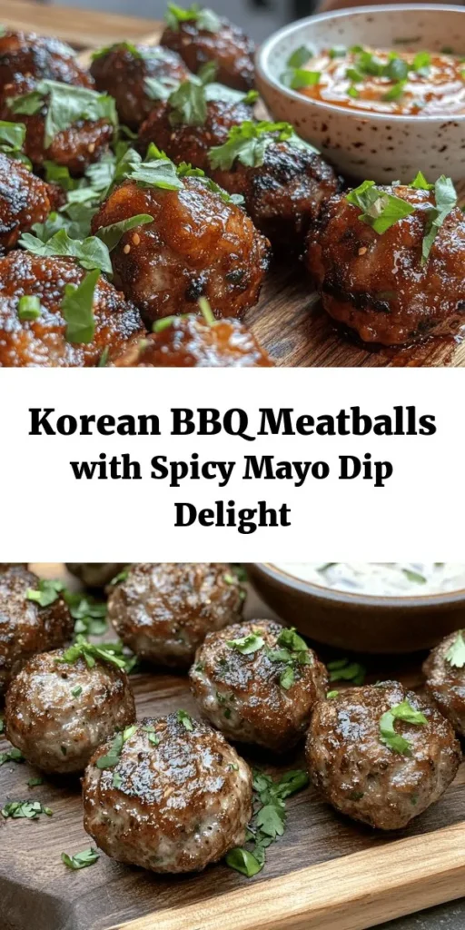 Discover the delicious taste of Korea with these mouthwatering Korean BBQ Meatballs paired with a zesty Spicy Mayo Dip! Perfect for a cozy dinner or a party appetizer, these easy-to-make meatballs are packed with flavors from garlic, ginger, and gochujang. Bake them to perfection and serve with a creamy dip that has just the right amount of heat. Give your taste buds a treat and impress your guests with this tasty fusion dish!