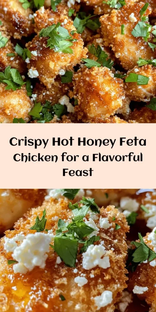 Indulge in this Crispy Hot Honey Feta Chicken that combines crunchy textures with a touch of sweetness! Perfectly seasoned chicken breasts are baked until golden and drizzled with a luscious hot honey and feta mixture for an exciting flavor explosion. This easy recipe takes just 45 minutes and is great for a weeknight dinner or special occasion. Serve it alongside roasted veggies or a fresh salad and watch everyone come back for seconds! Enjoy cooking!