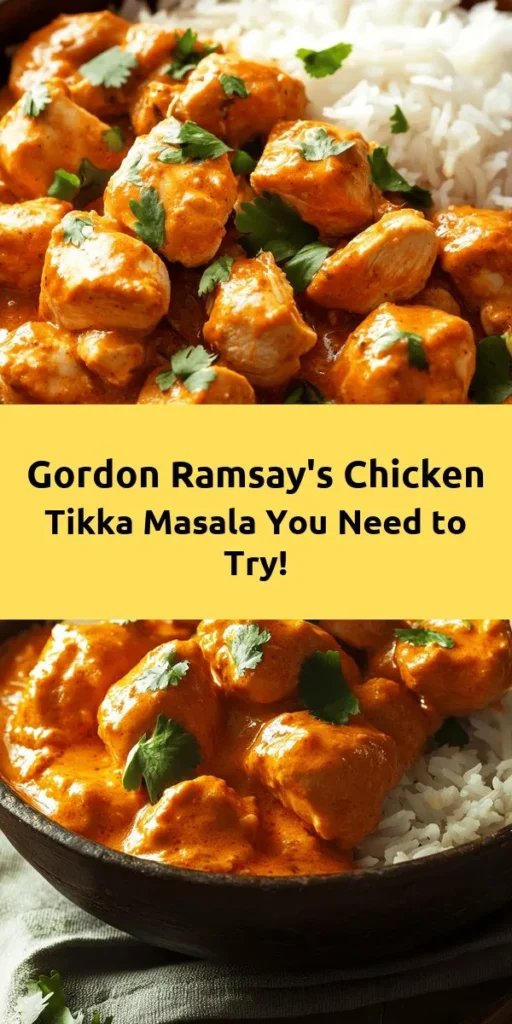 Discover the magic of Gordon Ramsay's Divine Chicken Tikka Masala! This flavorful recipe features marinated chicken thighs roasted to perfection and then simmered in a rich, spiced tomato and creamy coconut sauce. Perfect for a cozy dinner, it's easy to make and sure to impress. Serve it with basmati rice or naan for a complete meal. Bring a taste of India to your kitchen with this delicious dish that's packed with flavor and warmth!