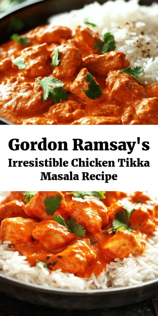 Experience the rich flavors of Gordon Ramsay's Chicken Tikka Masala, a delicious and aromatic dish perfect for any night of the week. This recipe features marinated chicken thighs cooked to perfection in a creamy coconut sauce, seasoned with spices like garam masala, cumin, and turmeric. Serve it alongside fluffy basmati rice for a satisfying meal that serves four. Elevate your dinner game with this classic recipe that's sure to impress!