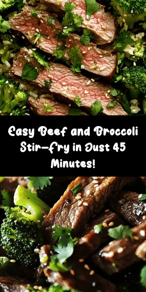 Elevate your weeknight dinner with this Wok-tastic Beef & Broccoli Delight! This easy recipe features tender flank steak, bright broccoli, and a delicious savory sauce that comes together in no time. After marinating the beef for flavor, it's quickly cooked with aromatic garlic and ginger, then combined with blanched broccoli and a rich sauce. Serve it all over jasmine rice for a satisfying meal. Enjoy garnished with sesame seeds and fresh cilantro for a pop of flavor!