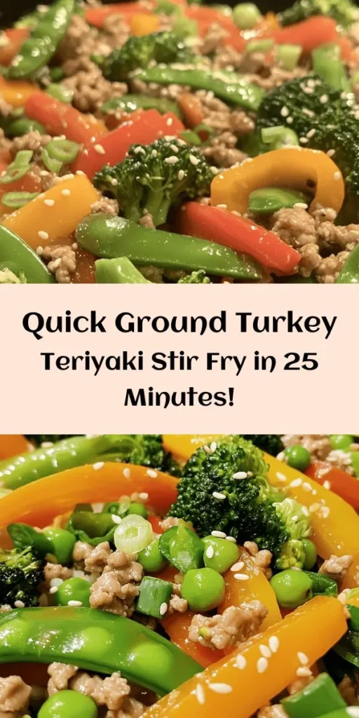 Looking for a quick and delicious meal? Try this Savory Ground Turkey Teriyaki Stir Fry! Packed with colorful bell peppers, broccoli, snap peas, and a flavorful homemade teriyaki sauce, this dish is both healthy and satisfying. Ready in just 25 minutes, it’s perfect for busy weeknights. Serve it over your choice of rice or quinoa, and don’t forget to sprinkle some sesame seeds for added crunch! A delightful family dinner awaits!
