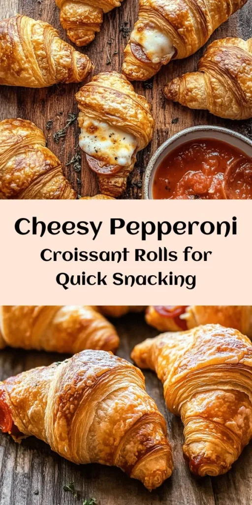 Indulge in the deliciously cheesy goodness of these Mozzarella Pepperoni Croissant Rolls! Perfect for a quick snack or party appetizer, these rolls are easy to make with just a few ingredients. Simply wrap sliced pepperoni and mozzarella cheese in crescent roll dough, bake until golden, and dip in marinara sauce. With a prep time of only 10 minutes, you’ll have a delightful treat ready in no time. Try them out and elevate your snack game!
