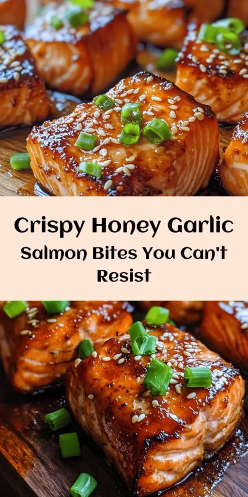 Elevate your dinner with these Crispy Honey Garlic Salmon Bites! This easy recipe combines perfectly cooked salmon cubes coated in a flavorful flour mixture, giving them a delightful crunch. Tossed in a sweet and tangy honey garlic sauce, this dish is bursting with flavor. Suitable for a weeknight meal or special occasion, serve these bites garnished with green onions and sesame seeds for a tasty treat that everyone will love! Get ready to impress!