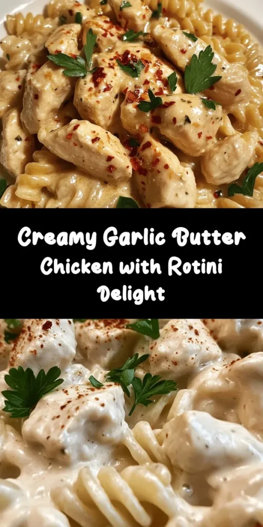 Indulge in a comforting bowl of Creamy Garlic Butter Chicken & Rotini in Parmesan Sauce! This delicious dish features tender cubed chicken, al dente rotini pasta, and a rich, creamy garlic butter sauce, all topped with a sprinkle of fresh parsley. Perfect for a weeknight dinner, this recipe is sure to impress your family and friends. In just 30 minutes, you’ll have a satisfying meal that combines Italian flavors with creamy goodness. Give it a try!