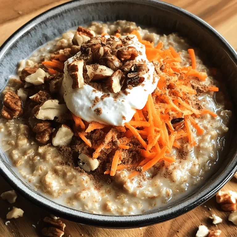 In recent years, oatmeal has surged in popularity as a go-to breakfast choice, celebrated for its comforting warmth, versatility, and nutritional benefits. With the ability to be customized with a myriad of flavors and toppings, oatmeal has transformed from a plain, boring dish into a delightful canvas for creativity. Among the many innovative oatmeal recipes emerging, the Carrot Cake Oatmeal Delight stands out as a unique twist on traditional oatmeal. Infusing the beloved flavors of classic carrot cake into a wholesome breakfast bowl, this recipe brings together the goodness of oats, the natural sweetness of carrots, and the richness of nuts for a satisfying start to your day.