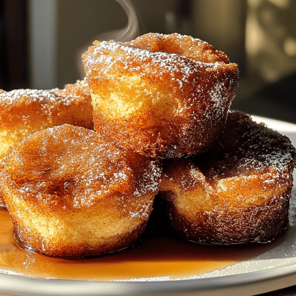 Filling the muffin tin is a crucial step in making your Cinnamon Sugar French Toast Muffins. Start by preheating your oven to 350°F (175°C) to ensure it’s hot and ready for baking. When it comes to portion sizes, a standard muffin tin typically holds about 1/4 to 1/3 cup of batter per muffin. Using an ice cream scoop or a measuring cup can help you achieve consistent portions, preventing mess and ensuring even baking.