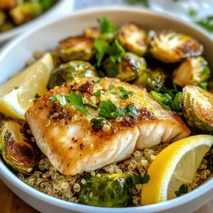 Are you looking for a deliciously healthy dinner that can be prepared in under 30 minutes? Look no further than Lemon Garlic Butter Cod Bowls with Roasted Brussels Sprouts. This delightful dish combines tender cod fillets with perfectly roasted Brussels sprouts, all drizzled with a fragrant lemon garlic butter sauce. Not only does it provide a burst of flavor, but it also packs a nutritious punch, making it a fantastic choice for both weeknight dinners and special gatherings.
