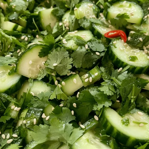 The Crisp & Zesty Asian Cucumber Salad is a vibrant and refreshing dish that brings together the best of fresh produce and bold flavors typical of Asian cuisine. With its crunchy texture and tangy dressing, this salad serves as a perfect side to accompany a variety of meals or as a light, standalone dish. Its appeal lies not just in its taste but also in its health benefits, making it an excellent choice for those looking to incorporate more vegetables into their diet.