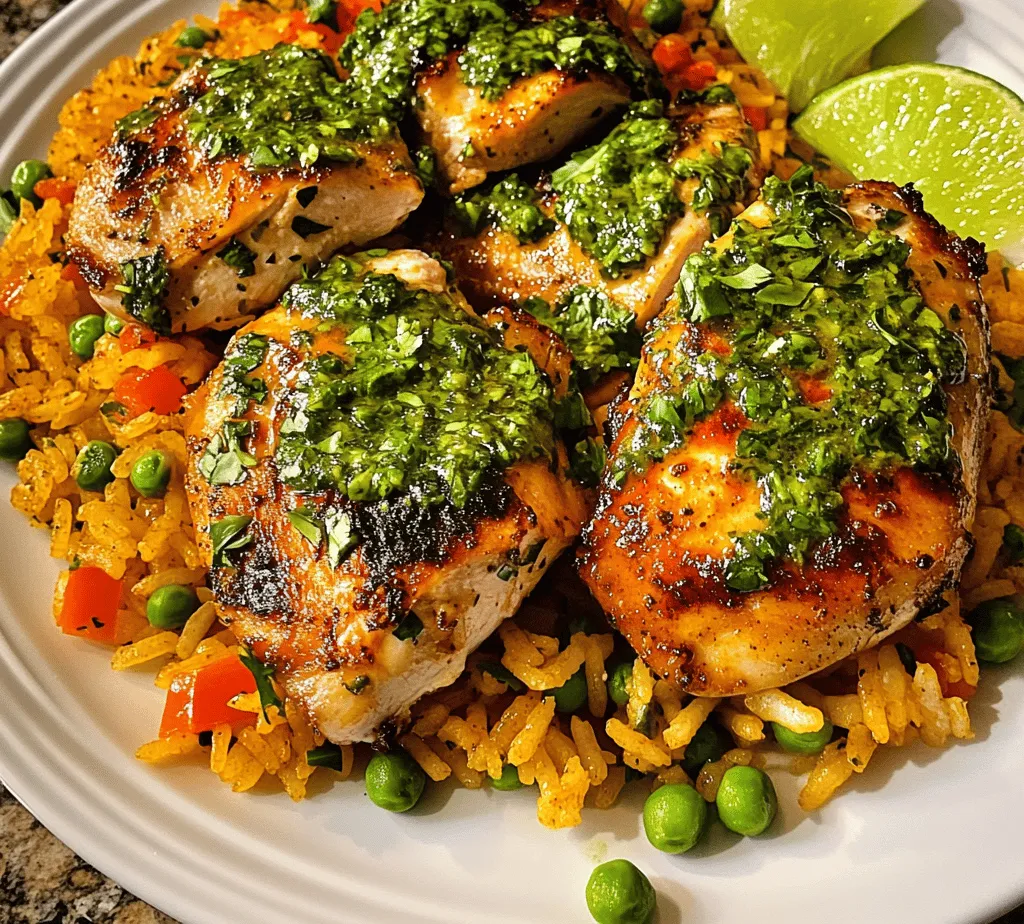 Peruvian cuisine is a vibrant tapestry woven from the rich history and diverse cultural influences that have shaped the country over centuries. With its roots in indigenous traditions, Spanish colonial heritage, African, Chinese, and Japanese flavors, the culinary landscape of Peru is as diverse as its geography. One of the standout dishes that exemplifies this culinary fusion is <strong>Peruvian Chicken and Rice with Green Sauce</strong>. This dish is not just a meal; it’s an experience that brings together the warmth of home-cooked comfort and the bold flavors synonymous with Peruvian cooking.” /></p>
</p>
<h3>Marination Process for Peruvian Chicken</h3>
</p>
<p>To achieve a truly flavorful Peruvian Chicken & Rice with Green Sauce, marination is a crucial step. The key to ensuring that your chicken absorbs the rich flavors of the marinade lies in timing and technique.</p>
</p>
<p>Start by preparing your marinade a few hours before you intend to cook. Ideally, you want to marinate the chicken for at least <strong>two hours</strong>, but for best results, consider marinating it overnight. The longer the chicken soaks in the marinade, the more pronounced the flavors will be.</p>
</p>
<p>In a mixing bowl, combine the following ingredients:</p>
<p>– <strong>Garlic</strong>: Fresh garlic is essential; it adds depth and aroma.</p>
<p>– <strong>Lemon Juice</strong>: This not only tenderizes the chicken but also adds a zesty flavor.</p>
<p>– <strong>Cumin</strong>: A staple in Peruvian cuisine, cumin provides a warm, earthy note.</p>
<p>– <strong>Paprika</strong>: Adds a subtle sweetness and lovely color.</p>
<p>– <strong>Salt and Pepper</strong>: To taste, ensuring the chicken is well-seasoned.</p>
</p>
<p>Once your marinade is ready, coat the chicken pieces thoroughly, ensuring every part is covered. This step is crucial as it allows the flavor to penetrate deeply into the meat. For best absorption, consider using a resealable plastic bag. This will help you to distribute the marinade evenly and ensure that all pieces are in contact with the liquid.</p>
</p>
<p>Refrigerate the marinating chicken, allowing it to sit for the recommended time. If marinating overnight, remember to bring it to room temperature for about 30 minutes before cooking to ensure even cooking throughout.</p>
</p>
<h3>Cooking the Rice</h3>
</p>
<p>The rice is the perfect base for your chicken and green sauce, and toasting it is an essential step. Toasting the rice enhances its nutty flavor and ensures that each grain remains separate during cooking.</p>
</p>
<p>Start by rinsing <strong>1 ½ cups of long-grain rice</strong> under cold water until the water runs clear. This step removes excess starch, which can lead to clumping. After rinsing, drain the rice thoroughly.</p>
</p>
<p>In a medium saucepan, heat <strong>2 tablespoons of olive oil</strong> over medium heat. Once the oil is shimmering, add the drained rice to the pan. Stir the rice frequently for about <strong>3-5 minutes</strong>, or until it becomes slightly golden and emits a nutty aroma. This toasting process is key to achieving perfectly cooked rice.</p>
</p>
<p>After toasting, add <strong>3 cups of low-sodium chicken broth</strong> to the pan, along with a pinch of salt. Bring the mixture to a boil. Once boiling, reduce the heat to low, cover the saucepan, and let it simmer for <strong>15-20 minutes</strong>. Avoid lifting the lid during this time. After the cooking time, remove the saucepan from heat and let it sit, covered, for an additional <strong>5 minutes</strong>. Fluff the rice with a fork before serving.</p>
</p>
<h3>Cooking the Chicken</h3>
</p>
<p>Now, let’s move on to cooking the marinated chicken. Heat a large skillet or a grill over medium-high heat. Ensure it is hot before adding the chicken; this will give you a nice sear and lock in the flavors.</p>
</p>
<p>Using a pair of tongs, remove the chicken from the marinade, allowing any excess to drip off. Place the chicken in the skillet or on the grill, making sure not to overcrowd the pan. Depending on the size of your chicken pieces, cook them for about <strong>6-8 minutes per side</strong>. Always aim for an internal temperature of <strong>165°F (75°C)</strong> for food safety. Use a meat thermometer to check the temperature at the thickest part of the chicken.</p>
</p>
<p>Once cooked, remove the chicken from the heat and let it rest for <strong>5-10 minutes</strong>. Resting allows the juices to redistribute throughout the meat, ensuring a moist and tender bite.</p>
</p>
<h3>Making the Green Sauce</h3>
</p>
<p>The vibrant green sauce is what elevates this dish and adds a burst of flavor. In a blender or food processor, combine:</p>
<p>– <strong>Fresh cilantro</strong>: This is the star ingredient, offering a fresh, herbal flavor.</p>
<p>– <strong>Jalapeño</strong>: For a hint of spice; adjust the amount according to your heat preference.</p>
<p>– <strong>Garlic</strong>: Adds a robust flavor to the sauce.</p>
<p>– <strong>Lime Juice</strong>: Brightens up the sauce with acidity.</p>
<p>– <strong>Olive Oil</strong>: Helps to bind the ingredients and provides richness.</p>
<p>– <strong>Salt and Pepper</strong>: To taste.</p>
</p>
<p>Blend until smooth. If the sauce is too thick, you can add a bit of water or more olive oil to reach your desired consistency. Taste and adjust seasoning as needed. This sauce can be prepared ahead of time and stored in the refrigerator for up to a week.</p>
</p>
<h3>Plating and Presentation</h3>
</p>
<p>Plating is an essential part of the dining experience. For an appealing presentation, start by placing a generous portion of the fluffy rice on one side of the plate. Arrange the juicy chicken pieces atop or beside the rice, allowing the vibrant colors to contrast beautifully.</p>
</p>
<p>Drizzle the green sauce over the chicken and rice, or serve it in a small bowl on the side for dipping. Use fresh cilantro leaves as a garnish to enhance the visual appeal. For an extra touch, consider adding thinly sliced radishes or a lime wedge for a pop of color and freshness.</p>
</p>
<h3>Cultural Significance</h3>
</p>
<p>Peruvian Chicken & Rice is more than just a meal; it embodies the heart of Peruvian cuisine. Chicken and rice dishes are staples in households across Peru, often enjoyed during family gatherings and celebrations. This dish reflects the diverse influences that have shaped Peruvian culinary traditions, from indigenous ingredients to immigrant flavors that have mingled over the centuries.</p>
</p>
<p>In many ways, this dish serves as a canvas showcasing Peru’s agricultural bounty—fresh herbs, quality chicken, and an array of spices. It is a representation of the country’s identity, where food brings people together and tells stories of culture and heritage.</p>
</p>
<h3>Nutritional Benefits</h3>
</p>
<p>Not only is this dish delicious, but it is also packed with nutritional value. The chicken provides an excellent source of lean protein, essential for muscle repair and growth.</p>
</p>
<p>The rice serves as a complex carbohydrate, providing energy for your day. Additionally, the inclusion of fresh herbs, especially cilantro, adds vitamins A, C, and K, along with antioxidants that support overall health. The healthy fats from olive oil contribute to heart health and help to absorb fat-soluble vitamins.</p>
</p>
<h3>Serving Suggestions</h3>
</p>
<p>To complement your Peruvian Chicken & Rice, consider serving it with a side of <strong>fried plantains</strong> for a touch of sweetness or a fresh <strong>green salad</strong> dressed with lime vinaigrette. Beverages such as <strong>chicha morada</strong>, a traditional Peruvian drink made from purple corn, or a crisp <strong>pisco sour</strong> can enhance the dining experience, offering a perfect balance to the rich flavors of the meal.</p>
</p>
<h3>Conclusion</h3>
</p>
<p>Preparing and enjoying Peruvian Chicken & Rice with Green Sauce is more than just a culinary endeavor; it’s an invitation to explore the rich traditions of Peruvian cuisine. Each step, from marinating the chicken to crafting the green sauce, allows you to connect with the vibrant flavors and cultural significance of this dish.</p>
</p>
<p>As you savor the meal, take a moment to appreciate the journey of ingredients that come together to create a dish that is both hearty and fresh. By embracing this recipe, you not only enjoy a delightful dining experience but also celebrate the warmth and richness of Peru’s culinary heritage. So gather your ingredients, invite loved ones to share in the feast, and relish the flavors that this dish has to offer.</p>
<div id=