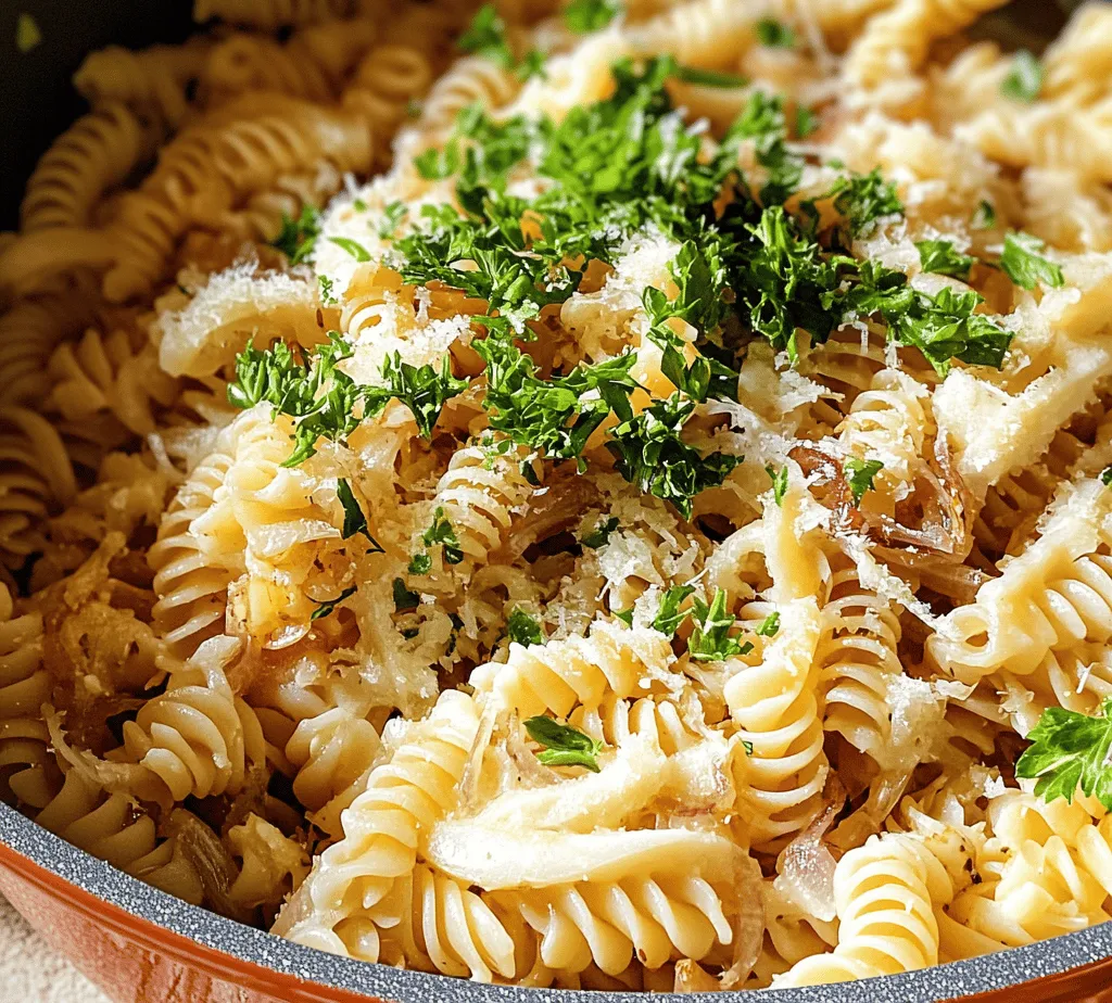 The One Pot French Onion Pasta is a delightful fusion that combines the comforting essence of traditional French onion soup with the heartiness of pasta. This dish encapsulates the warmth of home-cooked meals, making it a perfect choice for weeknight dinners or cozy gatherings with friends and family. Imagine tender pasta enveloped in a rich, savory sauce, infused with the sweet and caramelized flavors of onions, aromatic herbs, and a hint of cheese that melts into a creamy goodness.