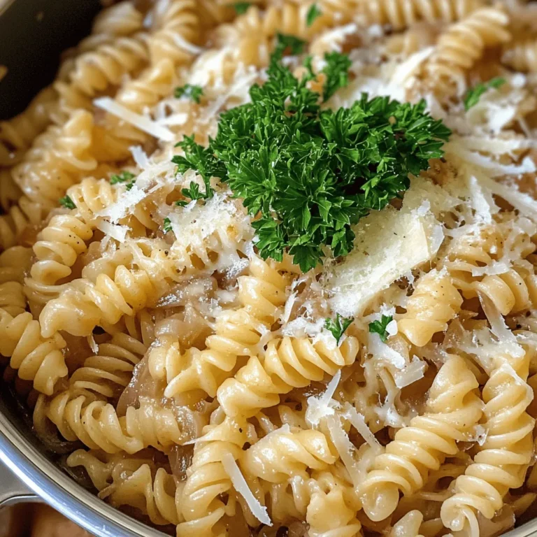 The One Pot French Onion Pasta is a delightful fusion that combines the comforting essence of traditional French onion soup with the heartiness of pasta. This dish encapsulates the warmth of home-cooked meals, making it a perfect choice for weeknight dinners or cozy gatherings with friends and family. Imagine tender pasta enveloped in a rich, savory sauce, infused with the sweet and caramelized flavors of onions, aromatic herbs, and a hint of cheese that melts into a creamy goodness.