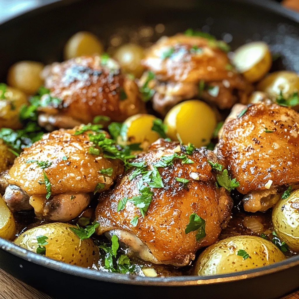 In the realm of home cooking, few dishes can evoke the warmth and satisfaction of a well-prepared one-pan meal. Enter the Garlic Butter Chicken and Potatoes Skillet—a recipe that combines the juiciness of tender chicken thighs with the earthy goodness of baby potatoes, all enveloped in a rich, aromatic garlic butter sauce. This dish is not just a feast for the taste buds; it's a comforting embrace for the soul, making it an ideal choice for busy weeknights or family gatherings.