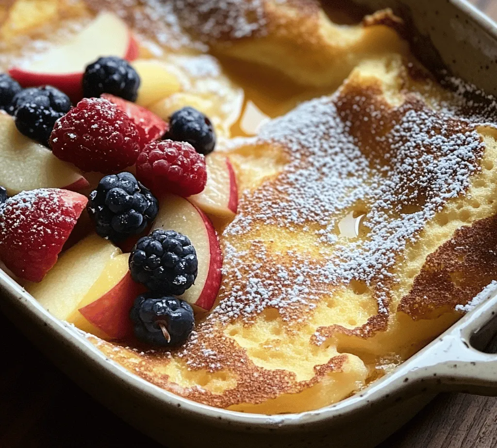 Imagine waking up to the smell of a freshly baked pancake, its golden edges puffed up high and awaiting a drizzle of syrup. The Fluffy Baked German Pancake, also known as a Dutch Baby, is not just any pancake; it’s a delightful breakfast experience that transforms the conventional pancake into a light and airy dish. Originating from Germany, this pancake has become a beloved favorite in many households, especially in the United States. Its unique preparation and impressive presentation make it a perfect option for breakfast or brunch gatherings, where it can easily feed a family or a group of friends.