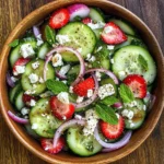 One of the standout features of this salad is its reliance on seasonal ingredients, specifically cucumbers and strawberries. Seasonal produce is not only fresher but also more flavorful, as fruits and vegetables harvested at their peak ripeness retain their natural sweetness and nutrient density. When you choose ingredients that are in season, you contribute to sustainable farming practices and enjoy the best taste nature has to offer.