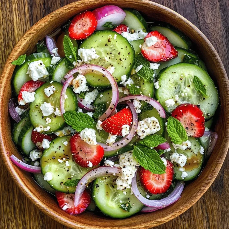 One of the standout features of this salad is its reliance on seasonal ingredients, specifically cucumbers and strawberries. Seasonal produce is not only fresher but also more flavorful, as fruits and vegetables harvested at their peak ripeness retain their natural sweetness and nutrient density. When you choose ingredients that are in season, you contribute to sustainable farming practices and enjoy the best taste nature has to offer.