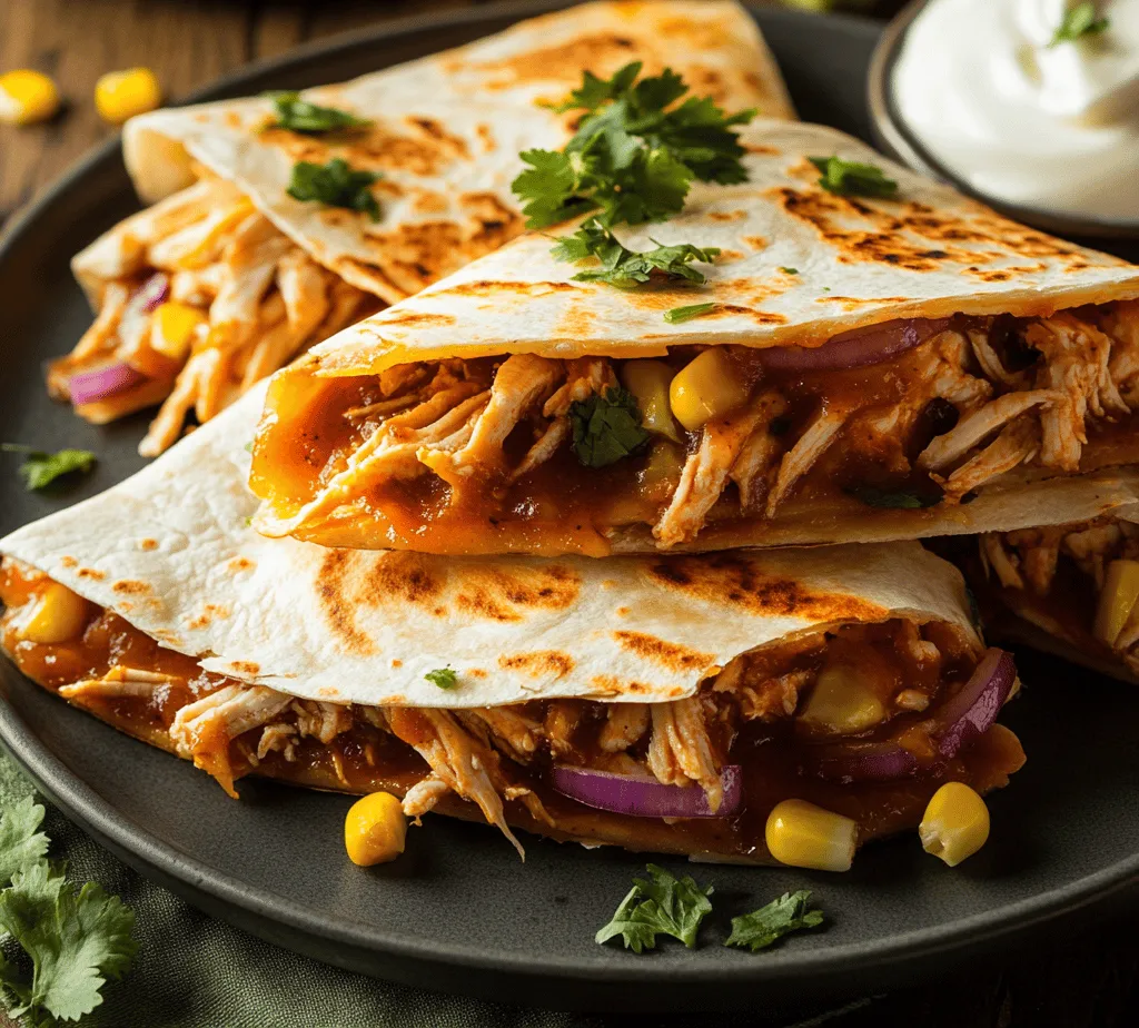 The BBQ Chicken Quesadilla is a mouthwatering dish that beautifully marries the smoky, tangy flavors of barbecue with the gooey, cheesy goodness of quesadillas. This recipe is not only simple to make but also incredibly satisfying, making it perfect for a quick weeknight dinner or an appetizing addition to a gathering with friends. The combination of tender, shredded chicken coated in rich barbecue sauce, enveloped in a crispy tortilla and melted cheese, creates a delightful experience that appeals to both children and adults alike.