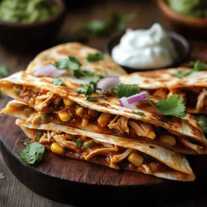 The BBQ Chicken Quesadilla is a mouthwatering dish that beautifully marries the smoky, tangy flavors of barbecue with the gooey, cheesy goodness of quesadillas. This recipe is not only simple to make but also incredibly satisfying, making it perfect for a quick weeknight dinner or an appetizing addition to a gathering with friends. The combination of tender, shredded chicken coated in rich barbecue sauce, enveloped in a crispy tortilla and melted cheese, creates a delightful experience that appeals to both children and adults alike.