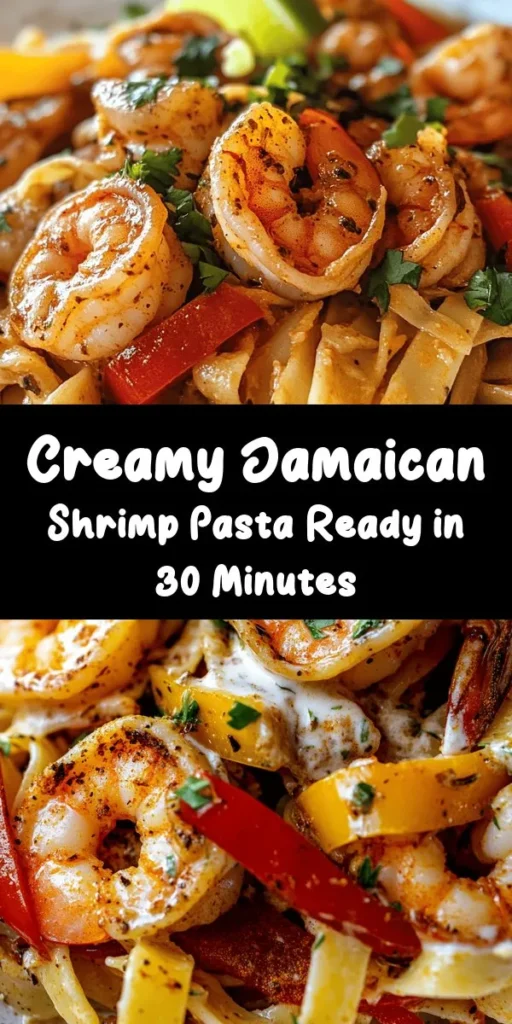 Indulge in the rich flavors of Jamaican Shrimp Pasta! This creamy dish combines succulent shrimp, vibrant bell peppers, and a hint of jerk seasoning tossed with fettuccine pasta. In just 30 minutes, you can create a delightful meal featuring coconut milk and heavy cream for a luscious sauce. Perfect for a weeknight dinner or impressing guests, this recipe is a fusion of Caribbean spice and Italian comfort. Garnish with fresh herbs and enjoy!