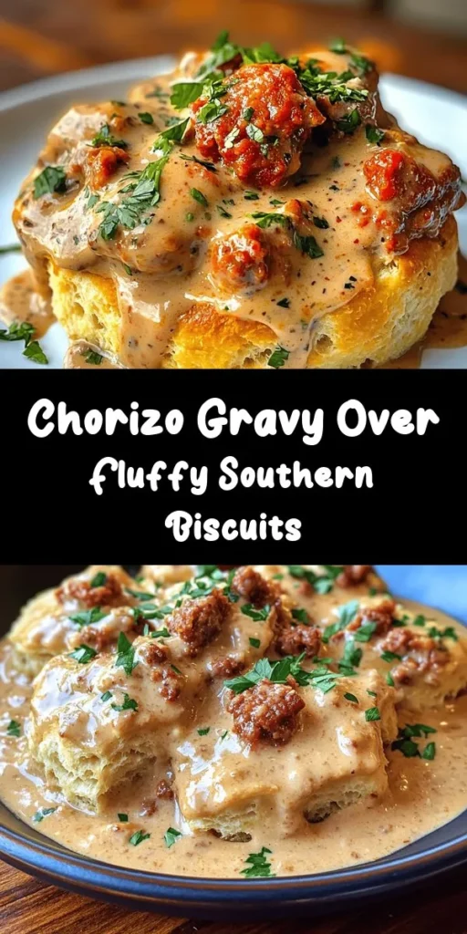 Savor the taste of the South with this delicious Southern Sizzle: Biscuits & Chorizo Gravy recipe! Fluffy, homemade biscuits are paired with a rich and spicy chorizo gravy, perfect for breakfast or brunch. Following simple steps, you'll make tender biscuits from scratch and create a creamy gravy bursting with flavor. Serve it warm for a comforting meal that’s sure to impress. Enjoy your culinary adventure with this hearty dish!