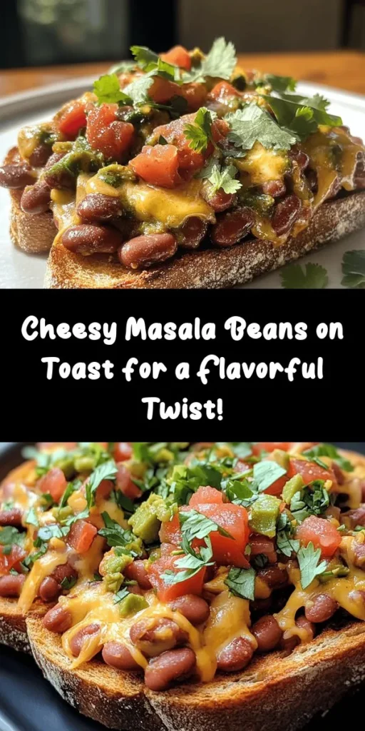 Enjoy a delicious twist on a classic breakfast with these Cheesy Masala Beans on Toast! This flavorful recipe combines kidney beans sautéed with aromatic spices like cumin and garam masala, all topped with melted cheese for a creamy finish. Served on crispy whole grain or sourdough bread, this dish is perfect for brunch, lunch, or a quick dinner. Garnish with fresh cilantro for added taste. Quick to make and absolutely tasty, this is a must-try!