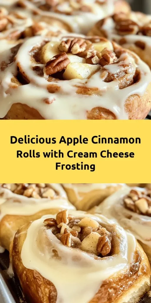 Indulge in the cozy flavors of homemade Apple Cinnamon Rolls topped with creamy frosting. Made from scratch, this recipe combines tender dough with a delicious apple filling infused with cinnamon and nutmeg. Bake until golden brown and drizzle with a rich cream cheese frosting for the perfect finishing touch. Perfect for breakfast or a sweet treat, these rolls are sure to impress your family and friends. Try them today for a delightful experience!