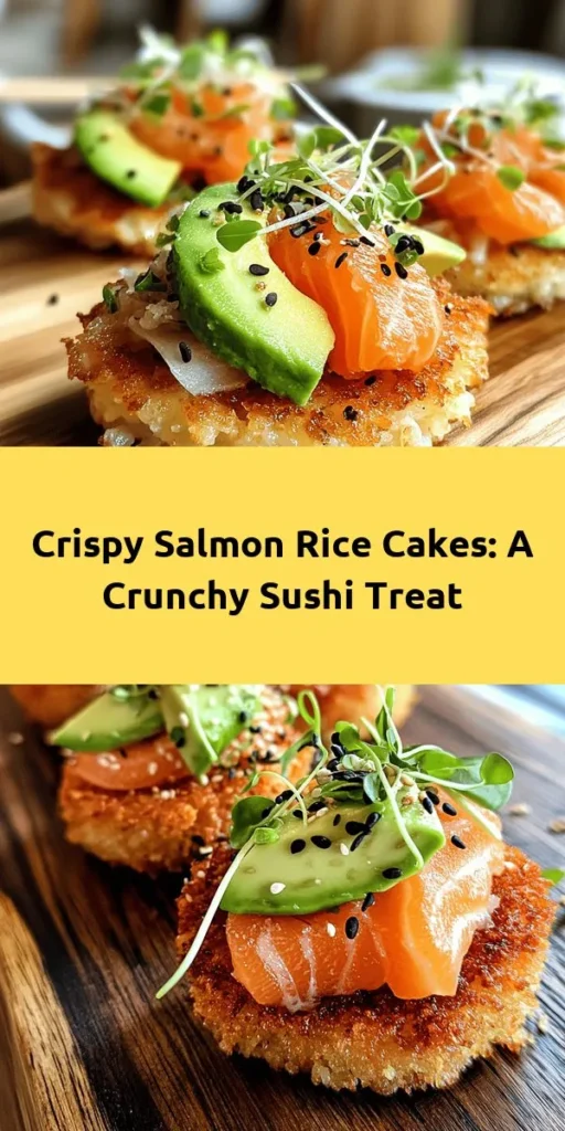 Discover the ultimate appetizer with this Salmon Crispy Rice Delight! This dish features perfectly seasoned sushi rice fried to golden perfection and topped with fresh salmon, creamy avocado, and a sprinkle of green onions. It's easy to make and breathtakingly delicious, perfect for impressing guests or enjoying a cozy night in. With its satisfying crunch and savory flavors, this recipe will quickly become a favorite. Serve warm and enjoy every bite!