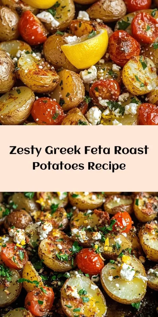 Transform your mealtime with these Heavenly Greek Feta Roast Potatoes! This easy recipe combines crispy baby potatoes, juicy cherry tomatoes, and creamy feta cheese, all enhanced with the freshness of lemon and herbs. Perfect as a side dish or a satisfying snack, this dish is bursting with Mediterranean flavors that everyone will love. With just 45 minutes of prep and cooking time, you'll have a delicious meal ready in no time! Enjoy the taste of Greece in your kitchen!