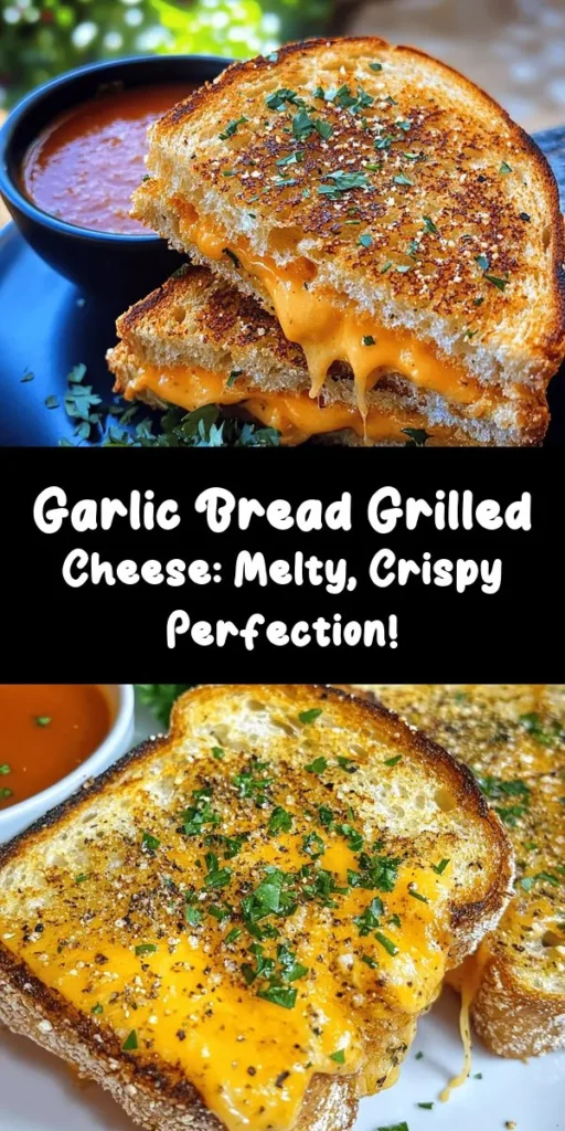 Indulge in the ultimate comfort food with this Garlic Bread Grilled Cheese Delight! Made with crispy garlic bread and sharp cheddar, this sandwich is elevated with a sprinkle of Parmesan and Italian herbs. It’s quick to prepare in just 20 minutes, making it an ideal lunch or dinner. Serve it hot with a side of tomato soup for a perfect pairing. Get ready to enjoy gooey, cheesy goodness that’s bursting with flavor!