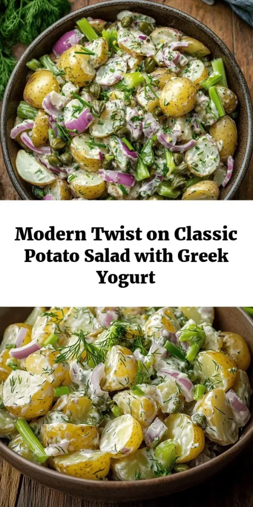 Elevate your summer picnics with this delicious twist on potato salad! This recipe replaces heavy mayo with creamy Greek yogurt for a lighter, tangy flavor. Packed with vibrant ingredients like baby Yukon Gold potatoes, crunchy veggies, and fresh herbs, it brings a refreshing taste to any gathering. Perfect as a side dish or a main star, this salad is easy to make and sure to impress. Chill, serve, and enjoy the compliments!