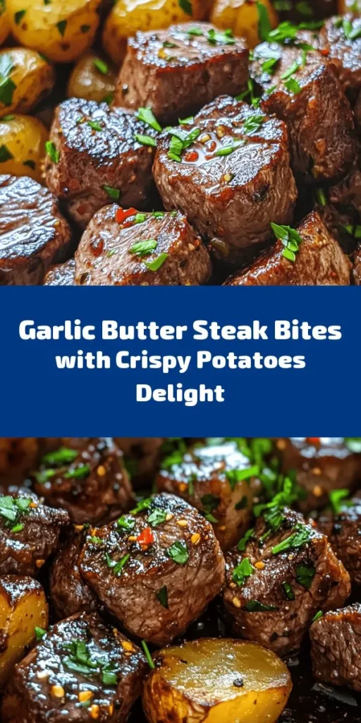 Savor the deliciousness of garlic butter steak bites paired with crispy roasted potatoes in this easy recipe! Tender sirloin steak cubes are seared to perfection and coated in a rich garlic herb butter sauce, served alongside golden baby potatoes. Perfect for a family dinner or a special occasion, this dish is not just filling but full of flavor. Ready in just 45 minutes, it’s a meal that will impress your taste buds. Enjoy every bite!