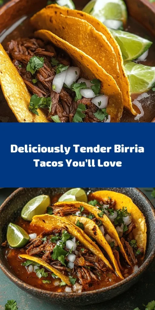 Indulge in my favorite Birria Tacos! This recipe features tender beef chuck roast and flavorful oxtail, simmered with aromatic spices and blended chiles for a rich broth. Each bite is filled with shredded meat, topped with fresh cilantro and diced onion, all wrapped in warm corn tortillas. Perfect for gatherings and served with lime wedges and a side of savory broth. Enjoy the deliciousness of these tacos with a unique quesabirria twist!